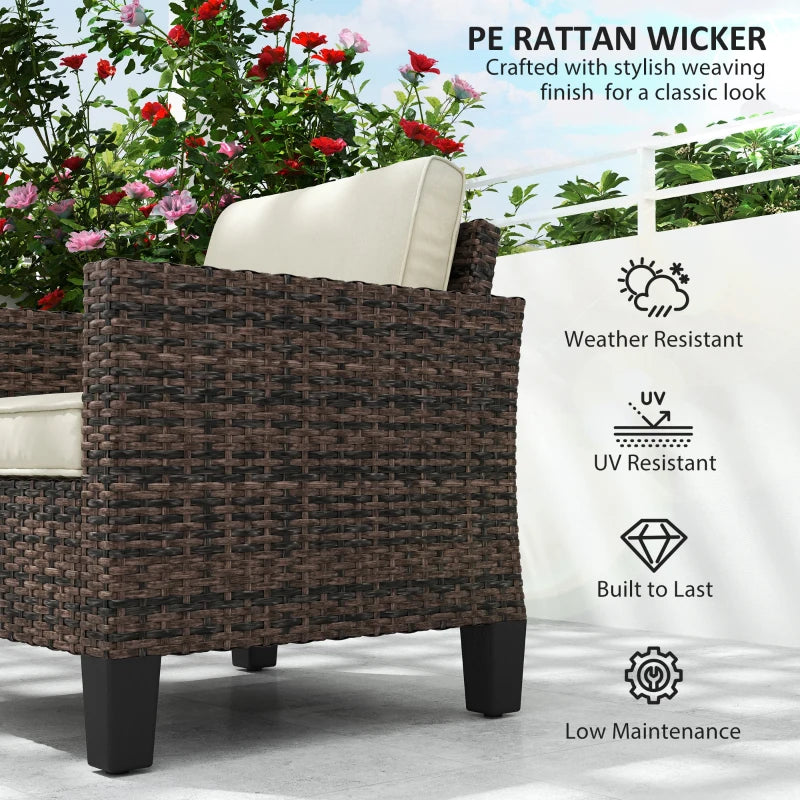 Brown Rattan Armchair with Cushions - Single Size