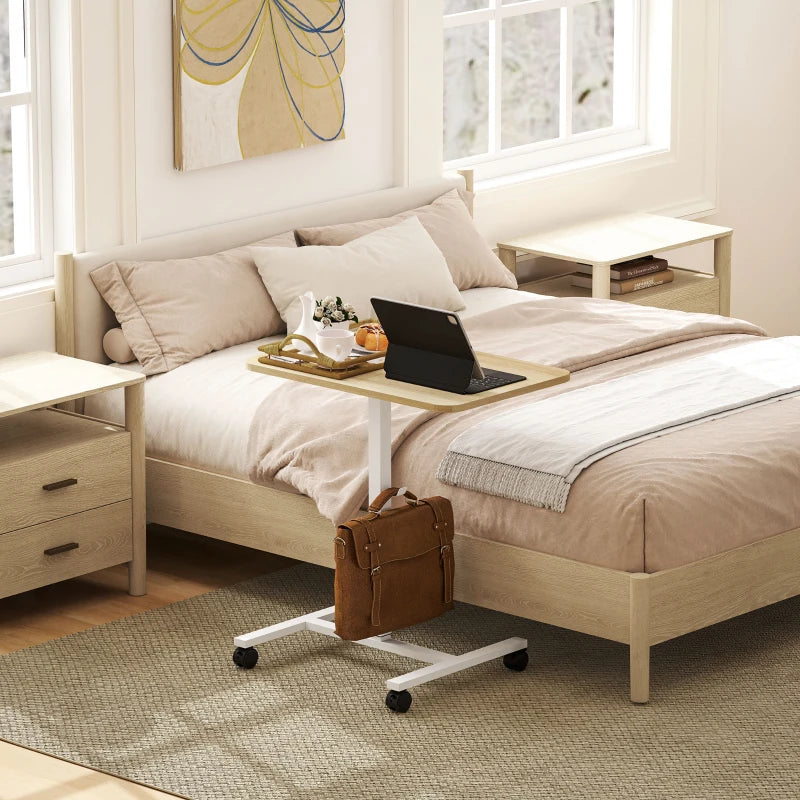 Adjustable Sit-To-Stand Desk 75-115cm - Manual Height Control, Modern White/Wood-Effect Finish for Home Office Ergonomics