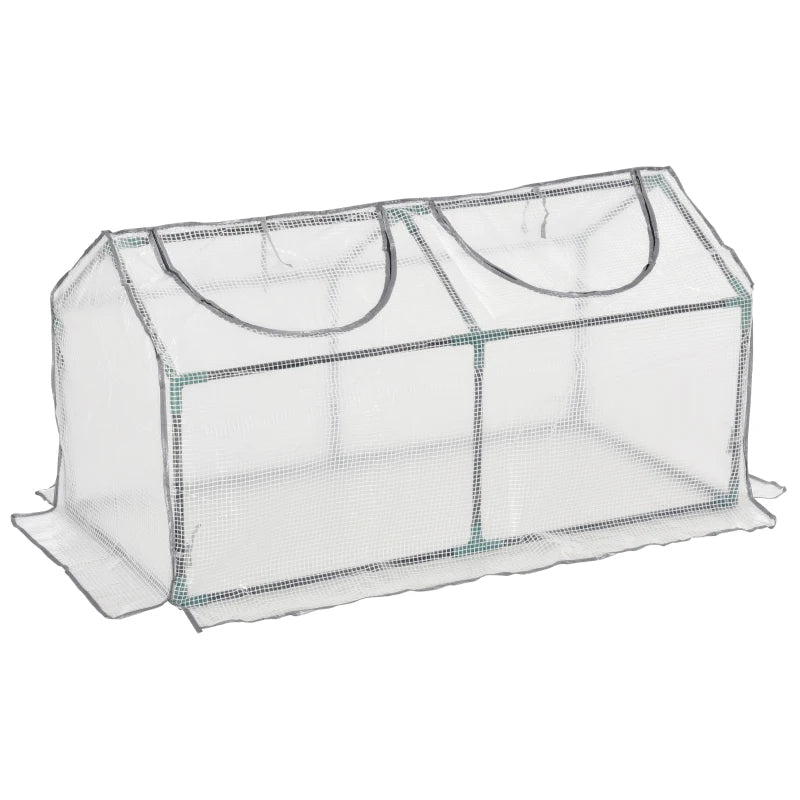Portable White Mini Greenhouse for Garden with Zipper 120 x 60 x 60 cm
