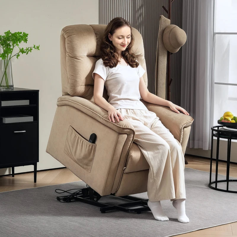 Velvet Electric Lift Recliner Chair in Brown for Ultimate Comfort and Support