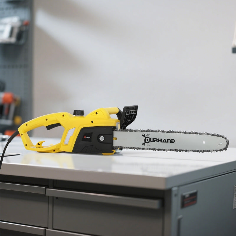 2000W Aluminium Chainsaw with Double Brake, 40cm Blade, Ideal for Wood, Trees, Branches - Yellow