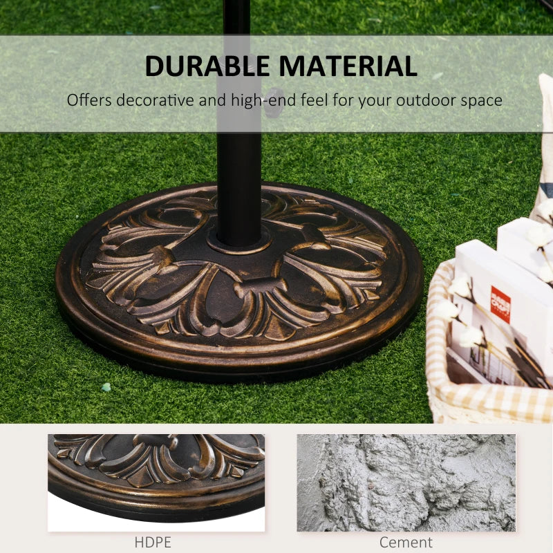 Bronze Round Umbrella Base Stand for Outdoor Garden - 13kg Weight