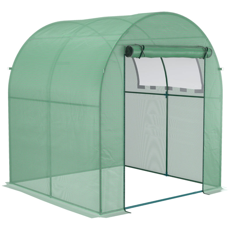 Green Garden Polytunnel Greenhouse with Roll-up Window and Door, 1.8 x 1.8 x 2 m