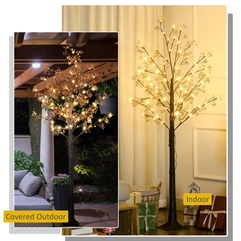 6ft Artificial Gypsophila Blossom Tree with 96 Warm White LED Lights - Perfect for Weddings, Parties, Indoor & Outdoor Decor
