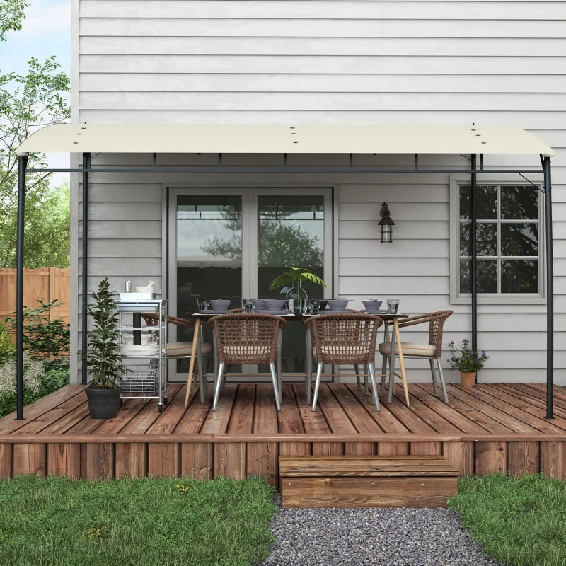 3m x 4m Cream Metal Frame Pergola - Outdoor Garden Canopy