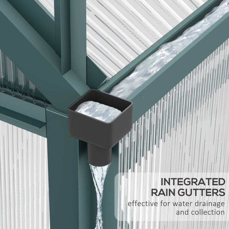 6ft x 10ft Large Dark Green Polycarbonate Greenhouse with Slide Door and Window