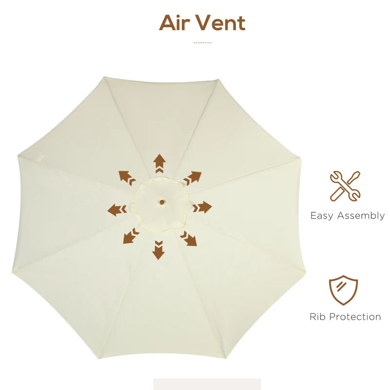 Beige Garden Patio Umbrella with Bamboo Ribs and Ruffles