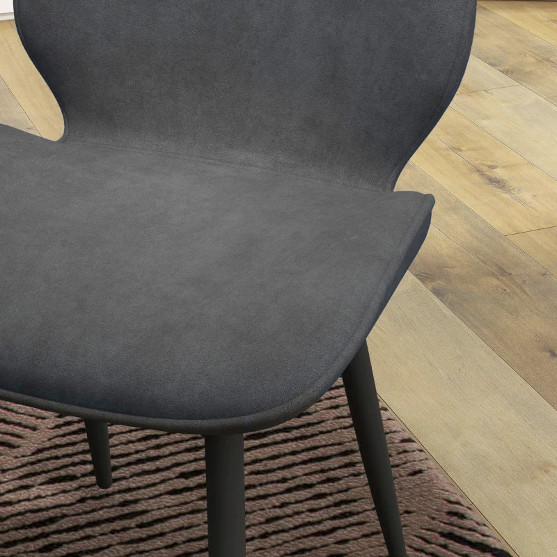 Stylish Velvet Dining Chairs Set of 2 - Modern Grey Dining Room Chairs with Sturdy Metal Legs