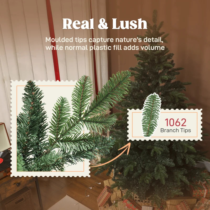 6ft Realistic Green Artificial Christmas Tree - Easy Assembly, Lifelike Branches for Holiday Decor