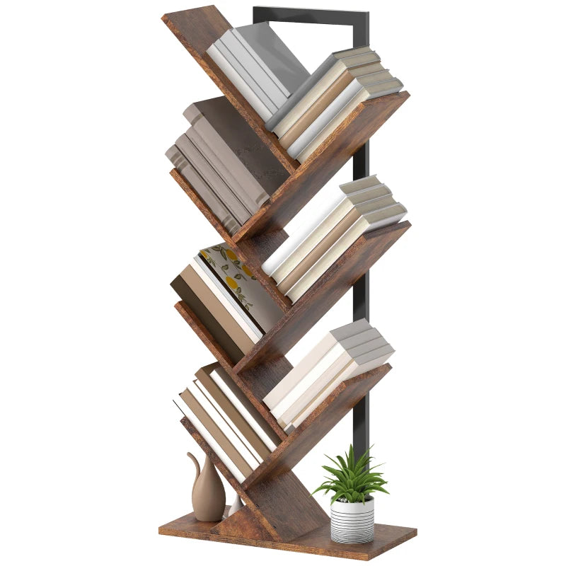 Unique Six-Section Wood-Effect Tree Bookcase - Stylish Storage Solution for Home & Office - Modern Design
