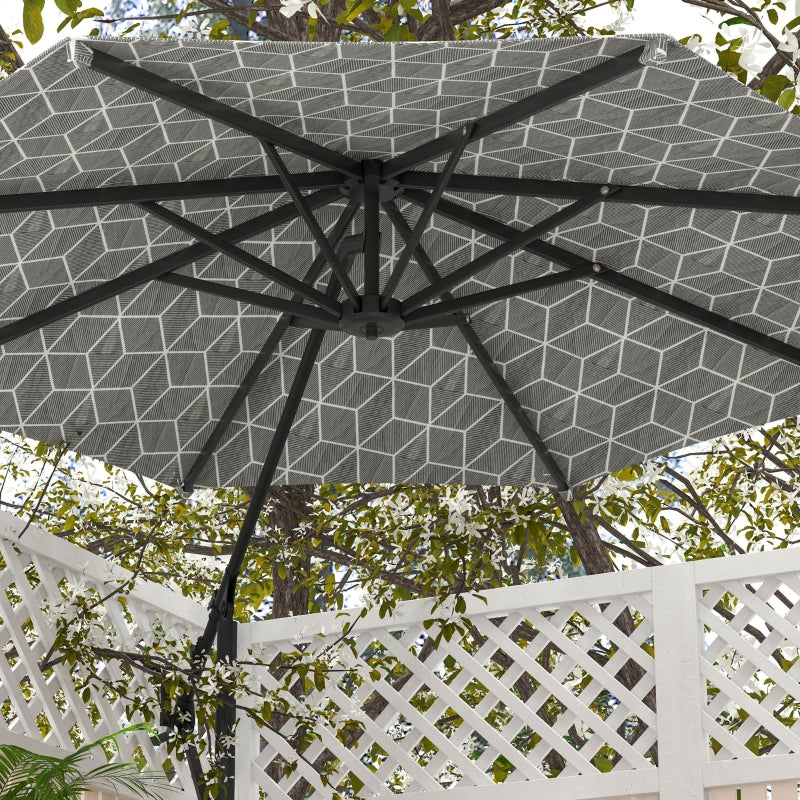360° Rotation Black & White Cantilever Garden Parasol