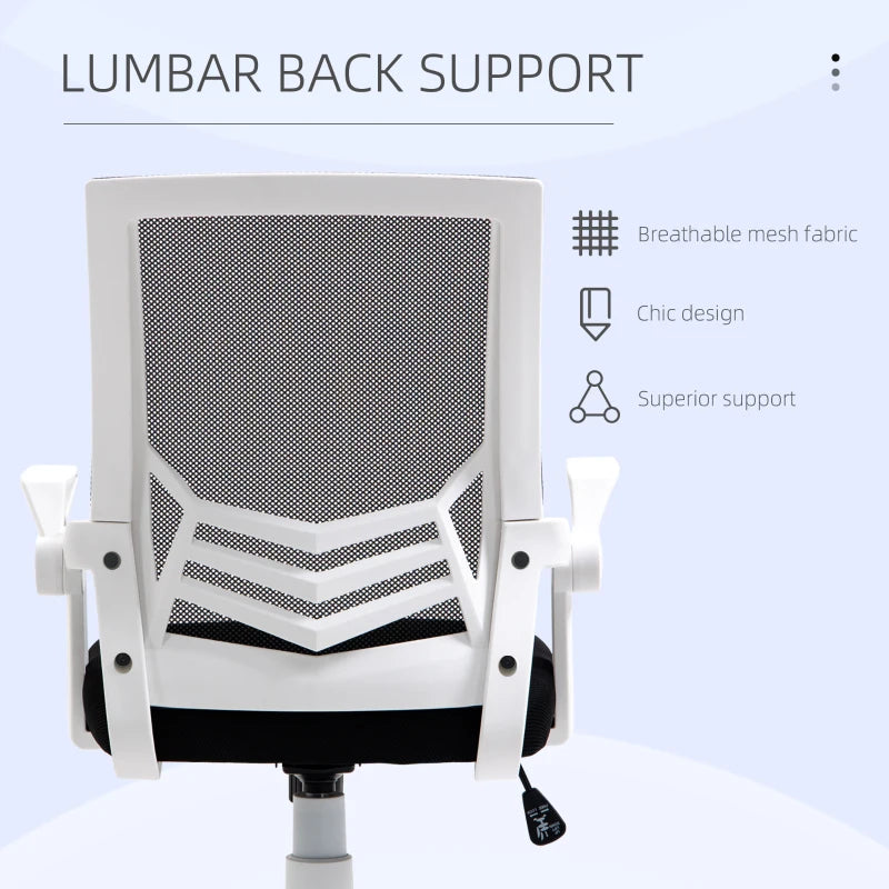 Vinsetto Ergonomic Mesh Office Chair with Flip-up Armrests, Lumbar Support & Swivel Wheels - Black Computer Desk Chair