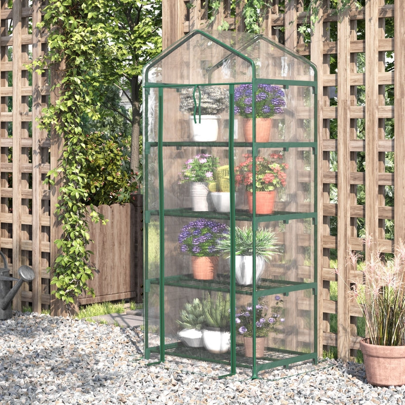 Compact Green 4-Tier Portable Plant Grow Shed 160x70x50cm