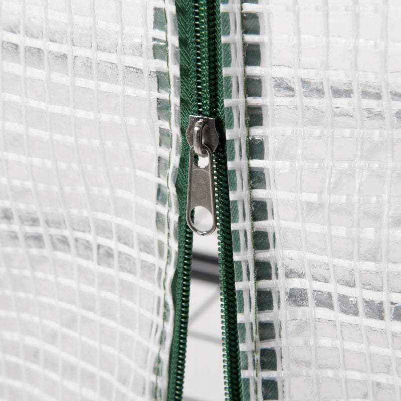 Compact White 4 Tier Mini Greenhouse with Steel Frame and Roll-up Door