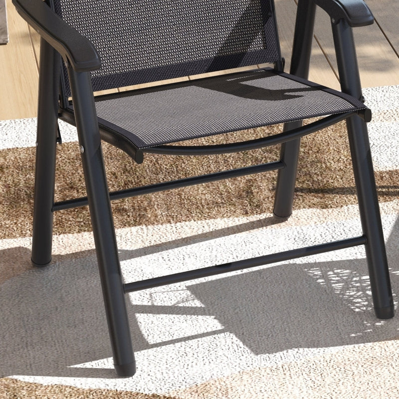 6-Piece Dark Grey Folding Outdoor Dining Chairs Set