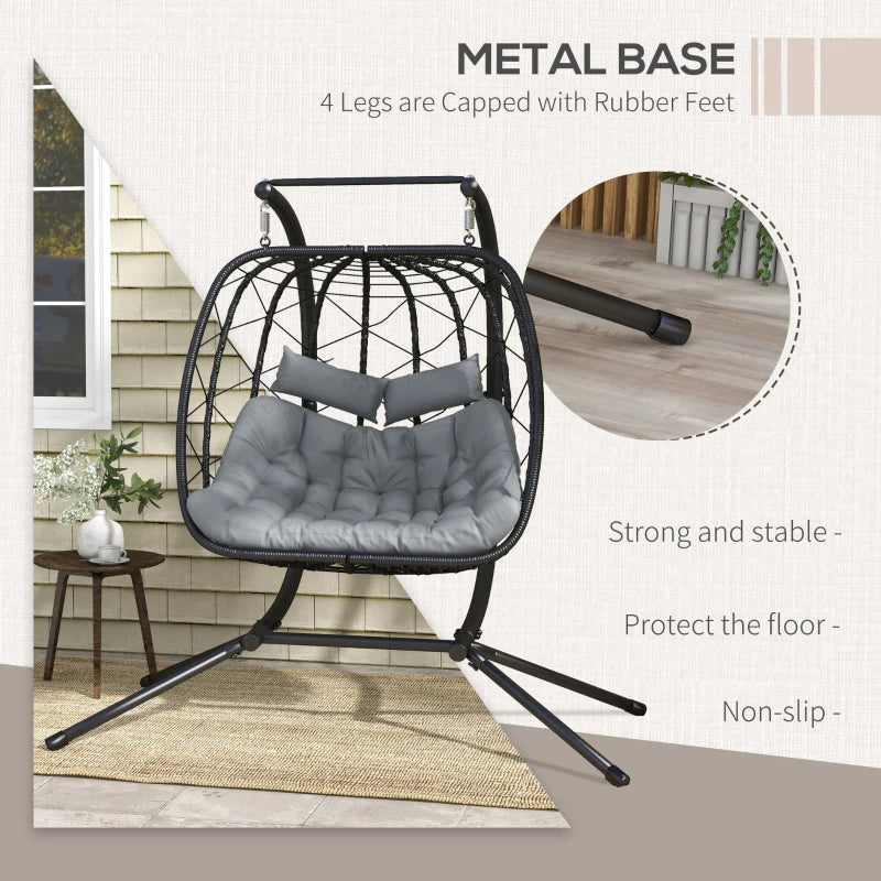 Black Steel Frame Hanging Egg Chair for Two