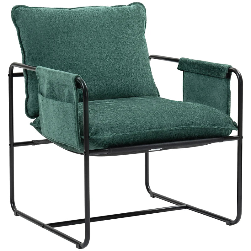 Stylish Minimal Padded Accent Chair with Pockets in Green for Modern Living Spaces