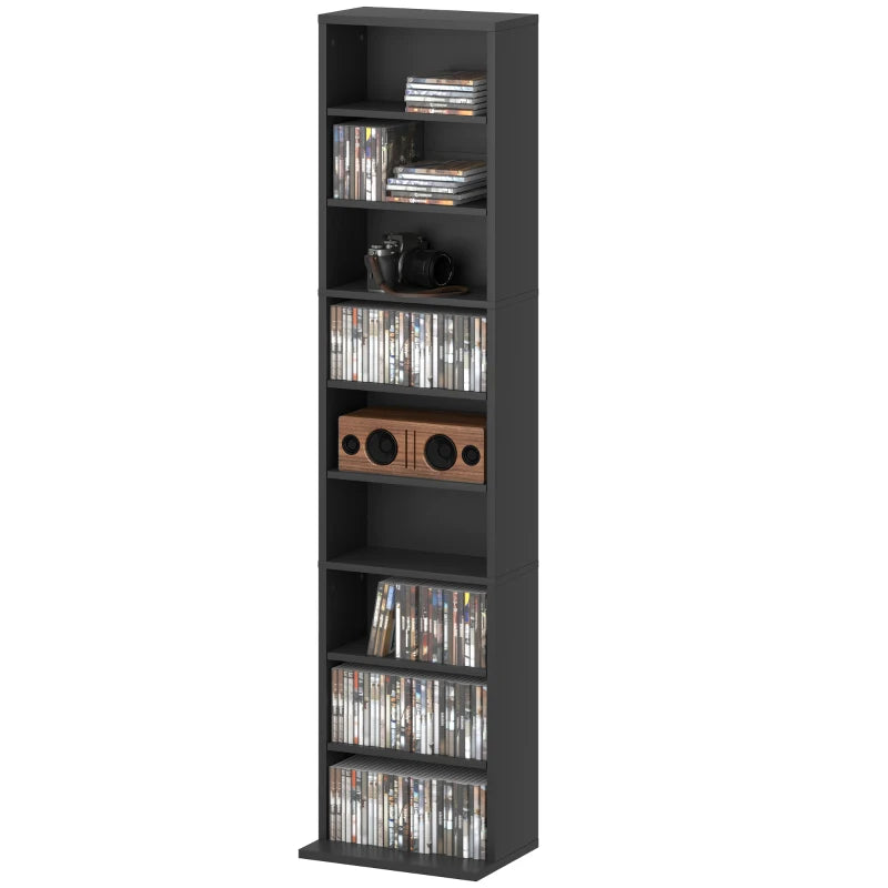 Stylish 260 Narrow CD Storage Unit in Black - Space-Saving Organizer for CDs, DVDs, and Media Collections