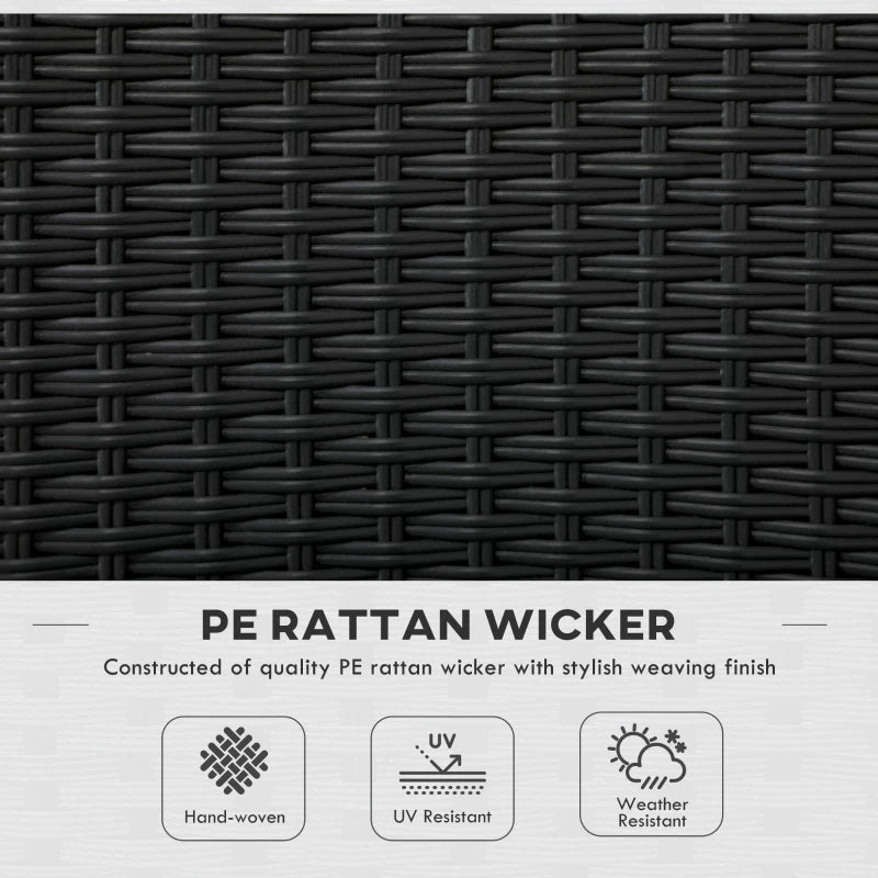 Black Rattan Armless Garden Chairs Set of 4