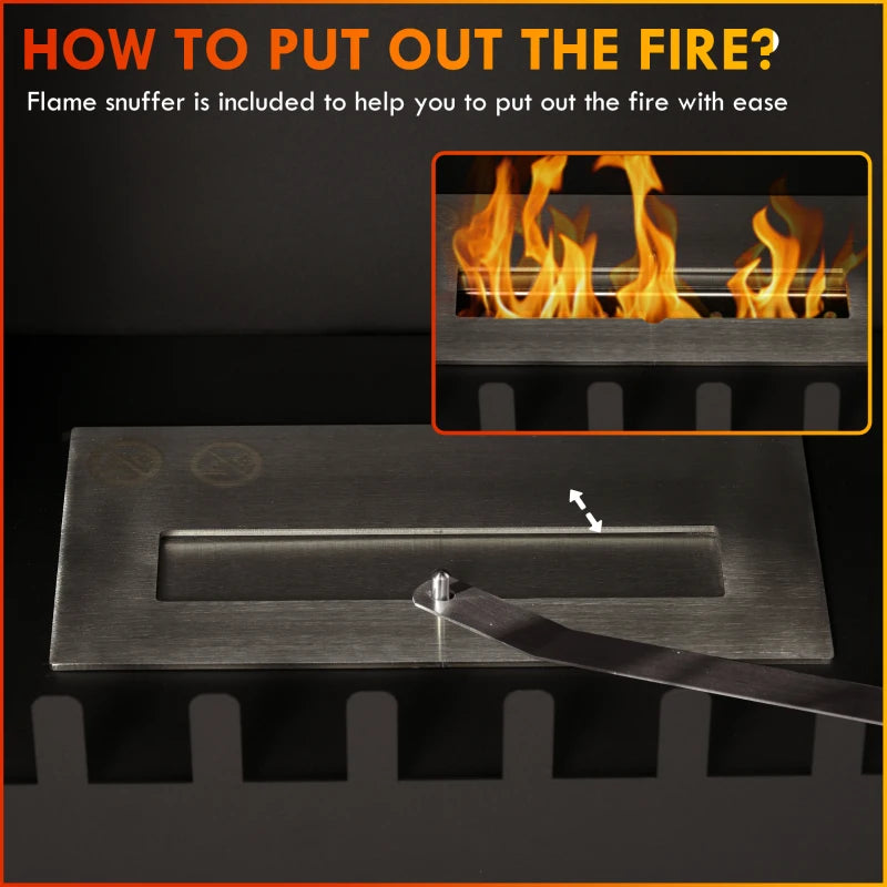 Freestanding Bioethanol Fireplace Stove with Stainless Steel Snuffer 0.9L Tank Indoor Use Black