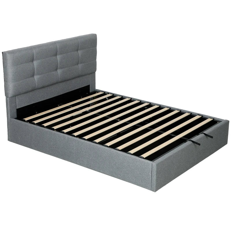 5ft King Grey Ottoman Bed with Gas Lift Storage - Stylish & Space-Saving Design for Modern Bedrooms