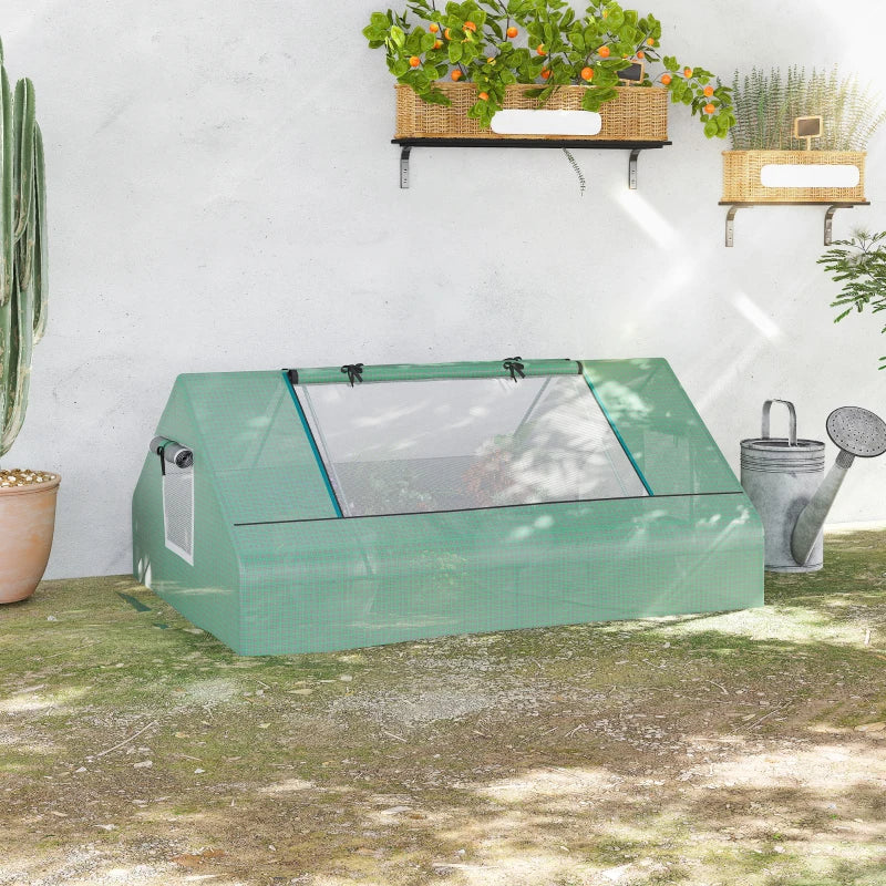 Dark Green Portable Mini Garden Greenhouse with Zipped Windows, 180x140x80cm