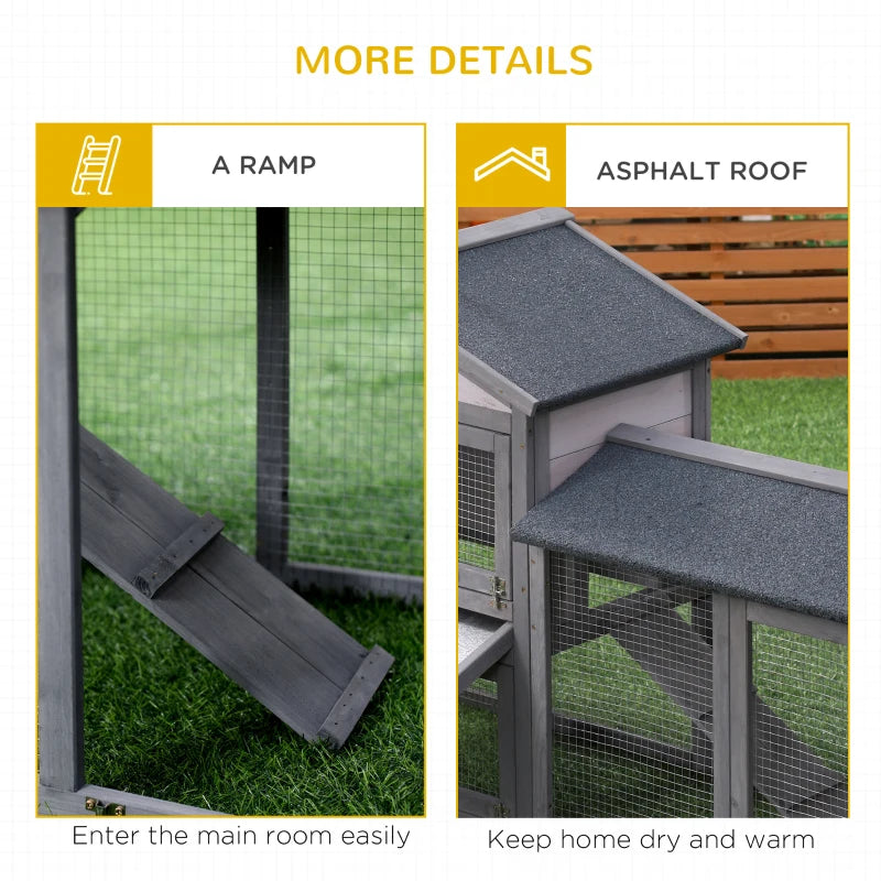 Premium Double Tier Wooden Rabbit Hutch Outdoor - Water-Resistant Roof, Ramp, 147x54x84 cm, Stylish Grey Design