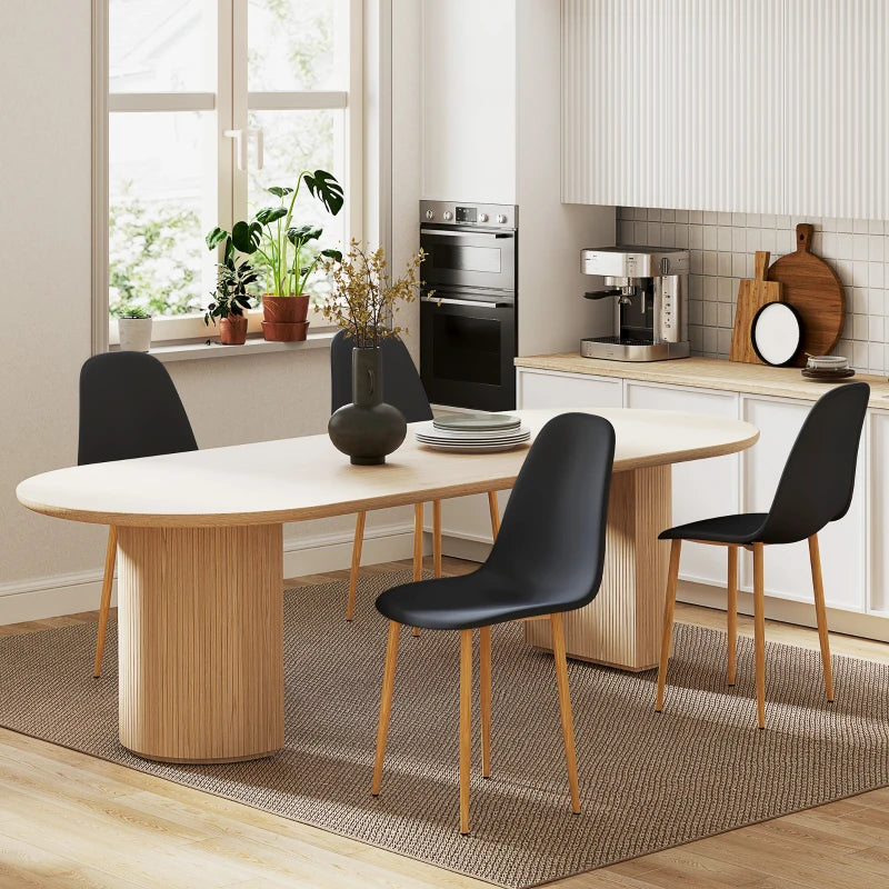 Modern Black Dining Chairs Set of 4 - Stylish Kitchen Chairs with Backrest & Steel Legs for Dining Room & Living Room