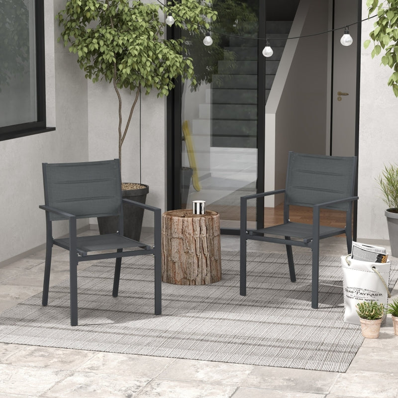 Dark Grey Aluminium Stackable Garden Chairs Set of 2