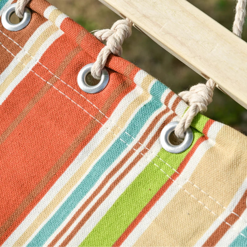 Red Striped Double Cotton Hammock with Pillow - Outdoor Garden Swing Bed