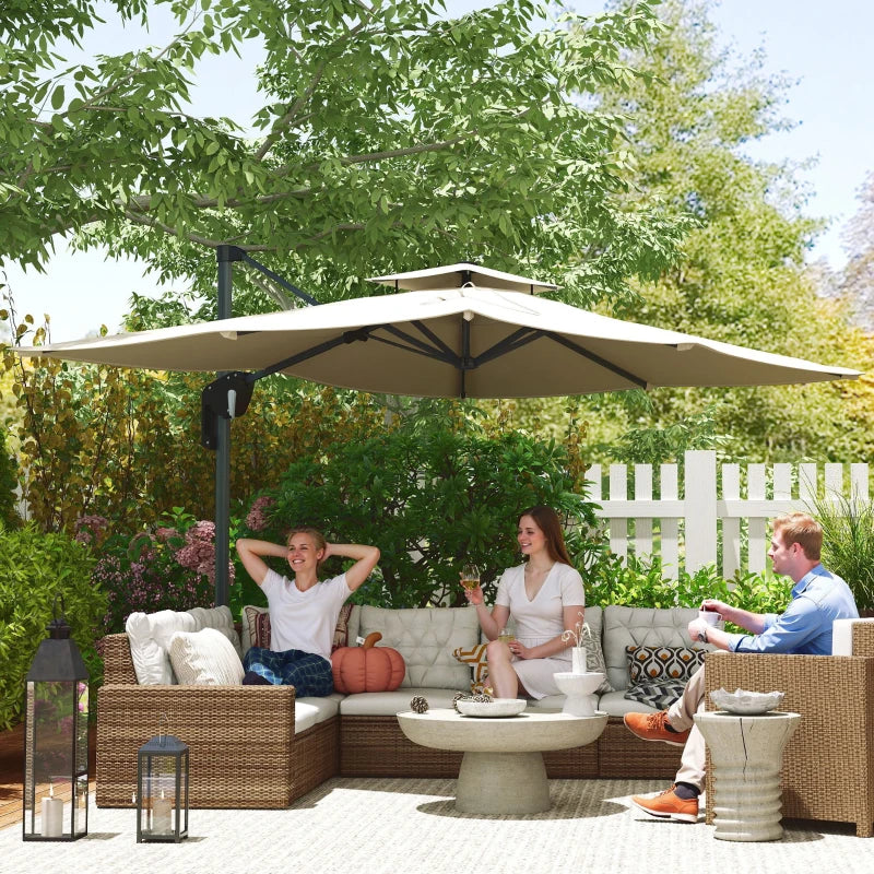 3.7m x 2.7m Cantilever Parasol Umbrella with 360° Rotation, Easy Tilt, UPF50+ Grey