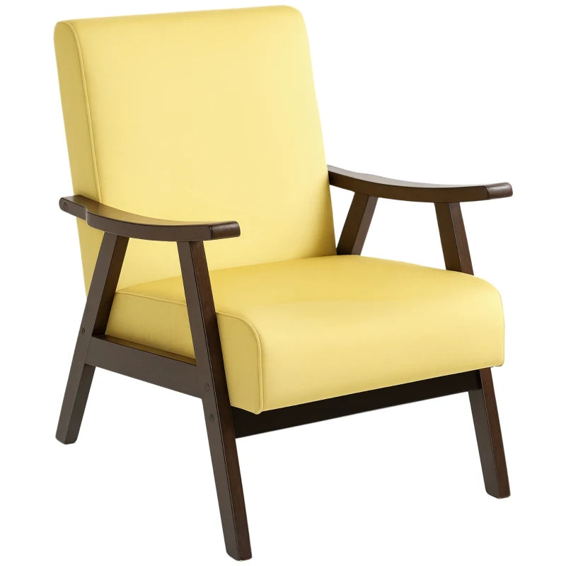 Nordic Accent Chair - Upholstered Velvet Armchair with Solid Wood Frame & Thick Padding for Living Room/Bedroom - Champagne