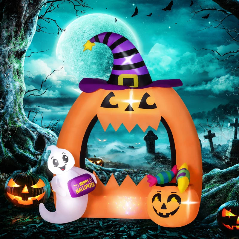 4.9ft Inflatable Pumpkin Archway - Spooky Halloween Decoration for Outdoor & Indoor Festivities - Perfect for Trick or Treat!