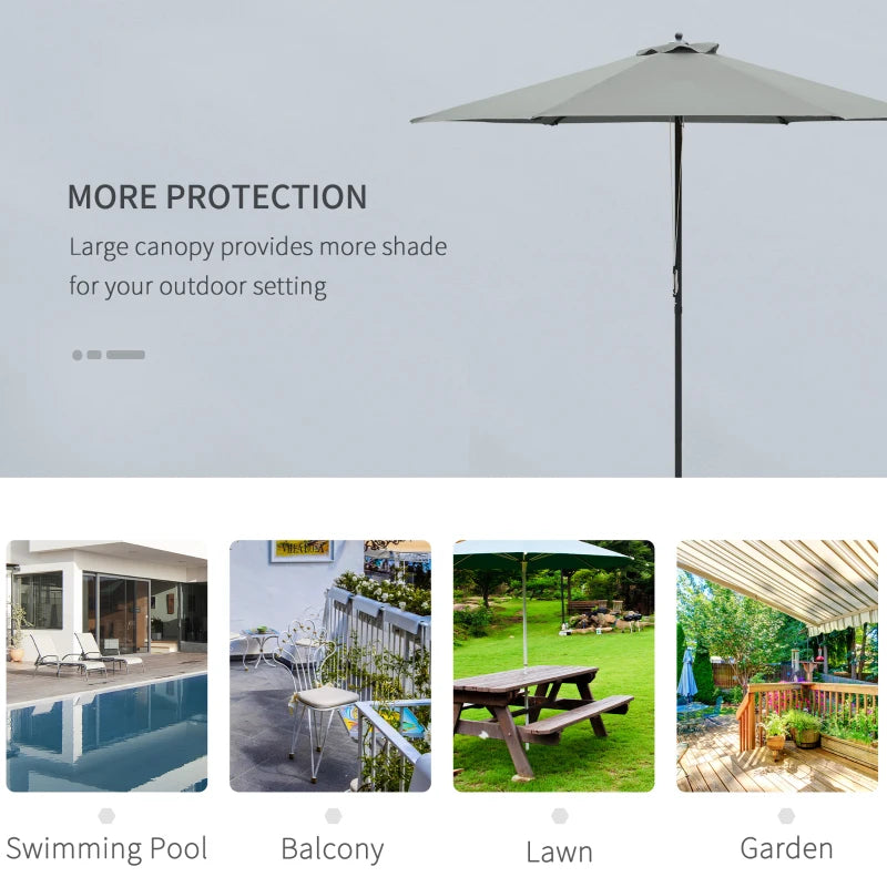 Dark Grey 2.8m Round Garden Parasol Umbrella