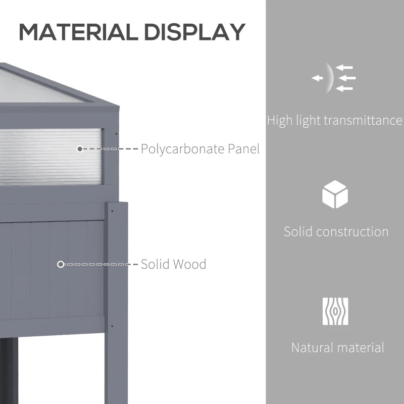 Grey Wood Cold Frame Greenhouse with Elevated Garden Box