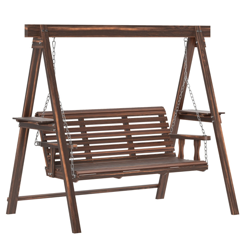 Three-Seater Wooden Swing Bench - Outdoor Garden Furniture - Natural Wood Finish