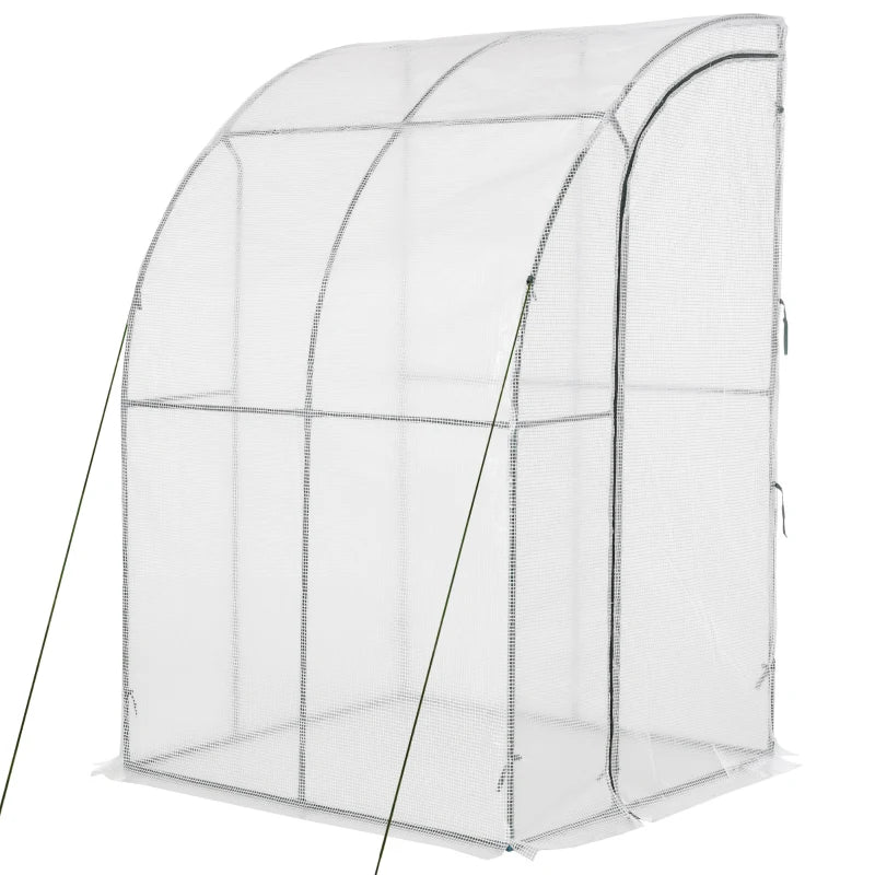 White Outdoor Walk-In Greenhouse with Zippered Door, 143x118x212cm