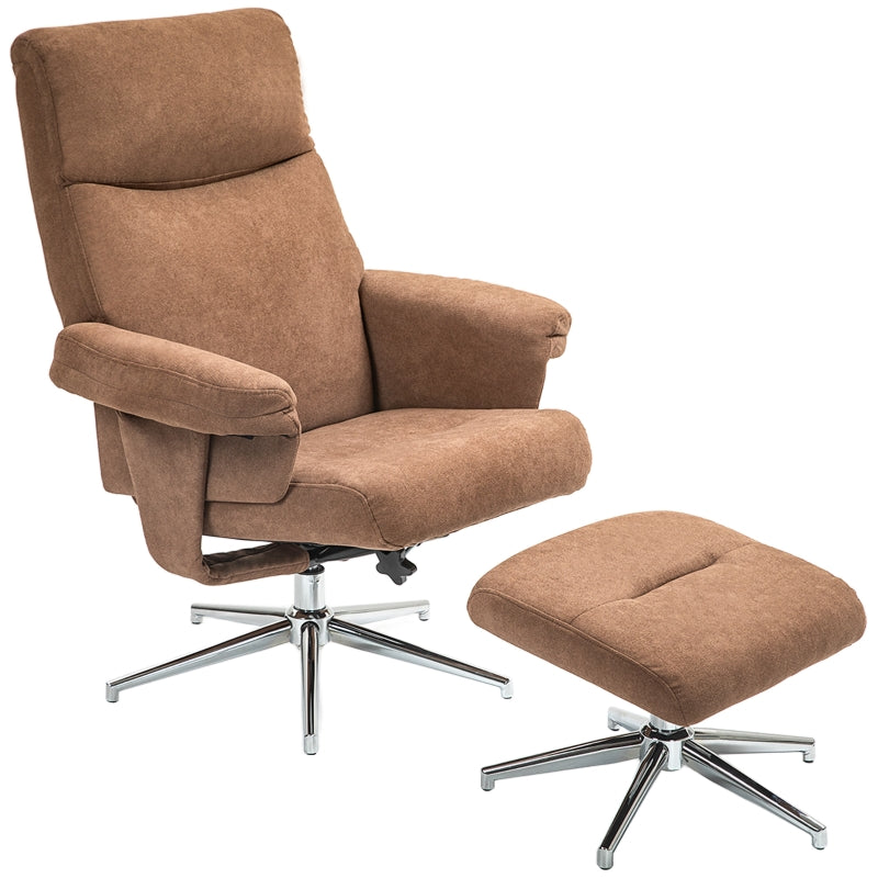 Velvet Recliner Chair with Ottoman in Light Brown - Comfortable and Stylish Seating Solution