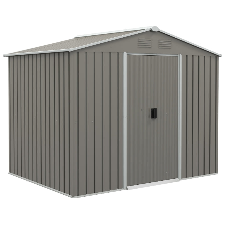 Light Grey 8ft x 6ft Metal Storage Shed