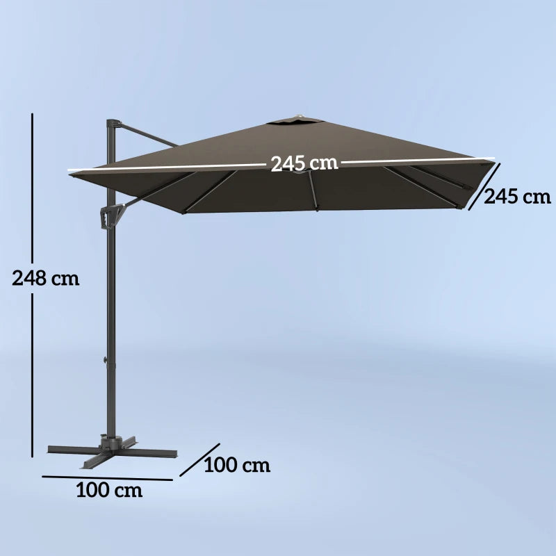 Tan Patio Offset Parasol Umbrella - Outdoor Sunshade for Garden, Deck, and Patio