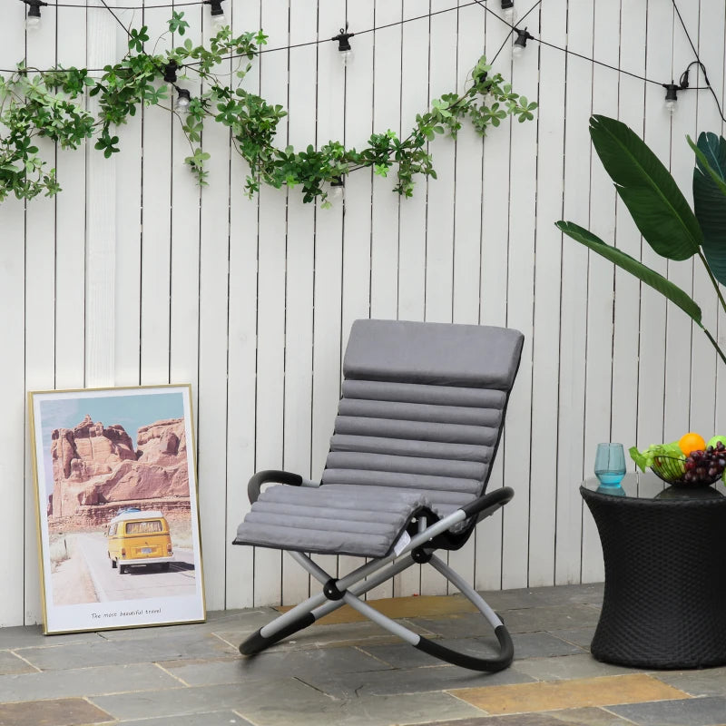 Metal Orbital Rocking Chair with Padded Mat - Black Grey