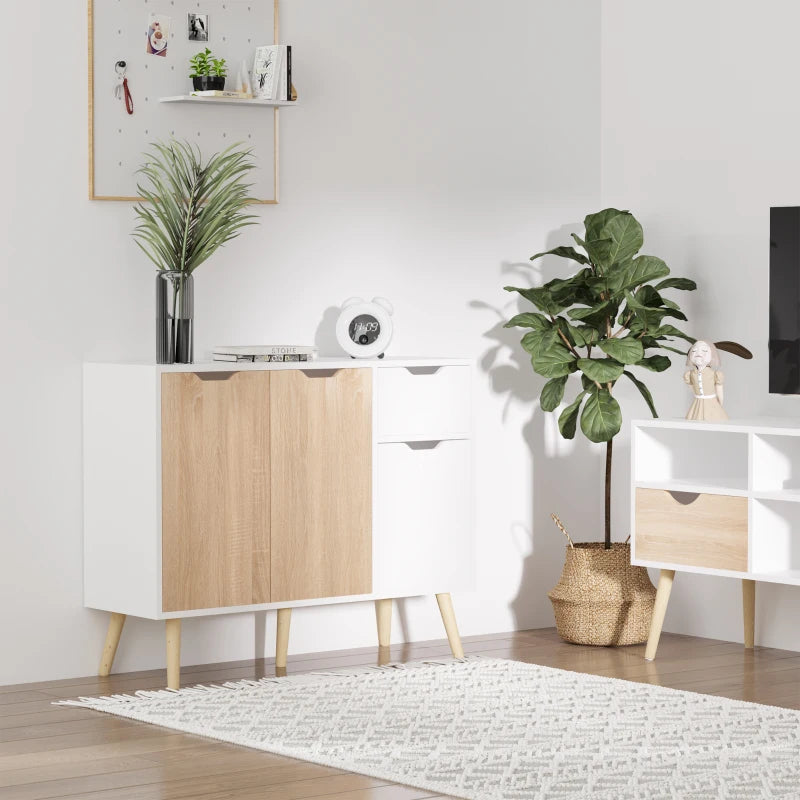 Natural Sideboard Floor Standing Storage Cabinet with Drawer - Stylish Organizer for Bedroom, Living Room & Home Office