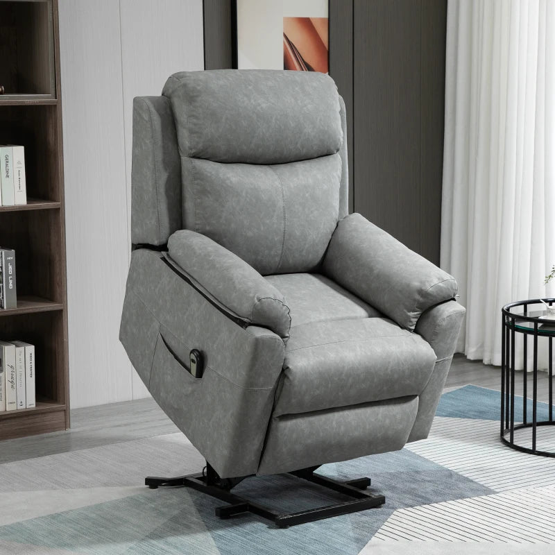 Grey Faux Leather 70° Electric Riser Recliner Chair for Ultimate Comfort and Support