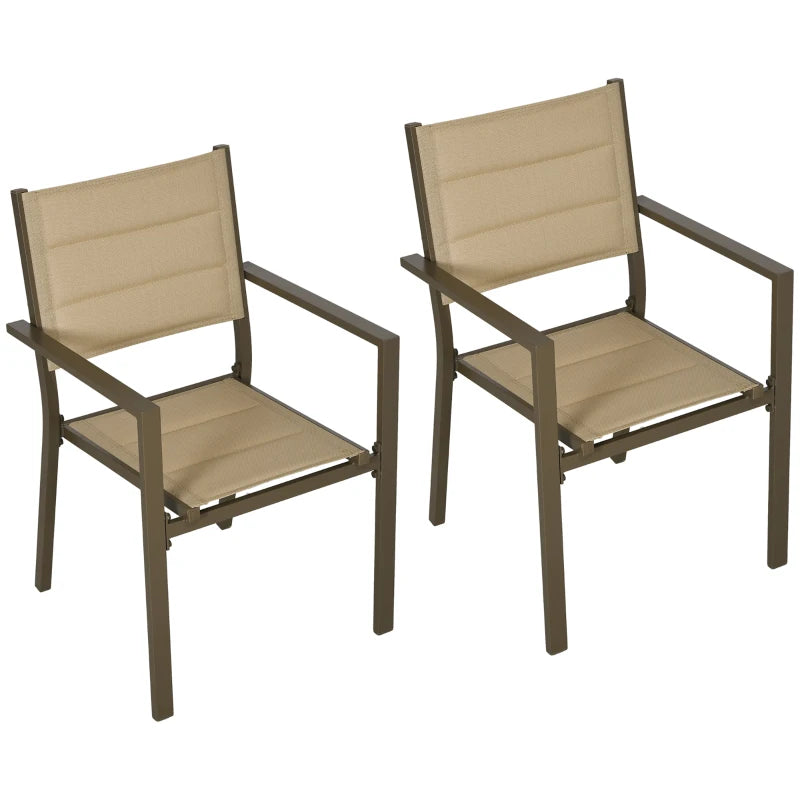 Khaki Aluminium Stackable Garden Chairs Set of 2