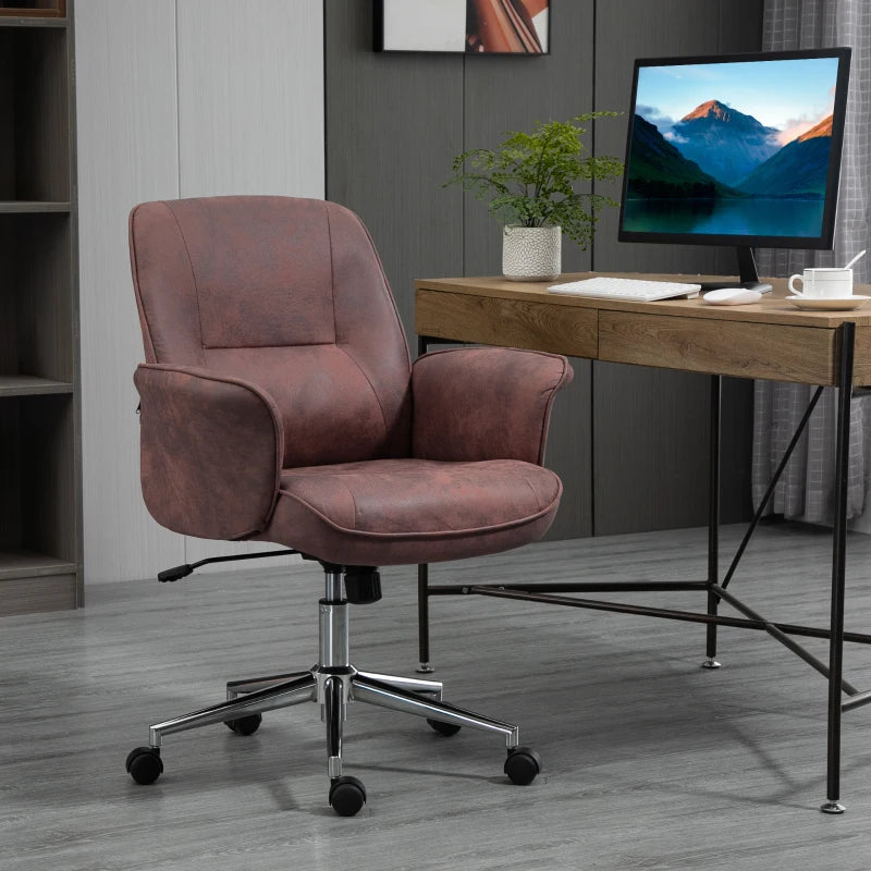 Vinsetto Red Office Chair - Ergonomic Swivel Desk Chair with Armrests & Rolling Wheels for Home & Work