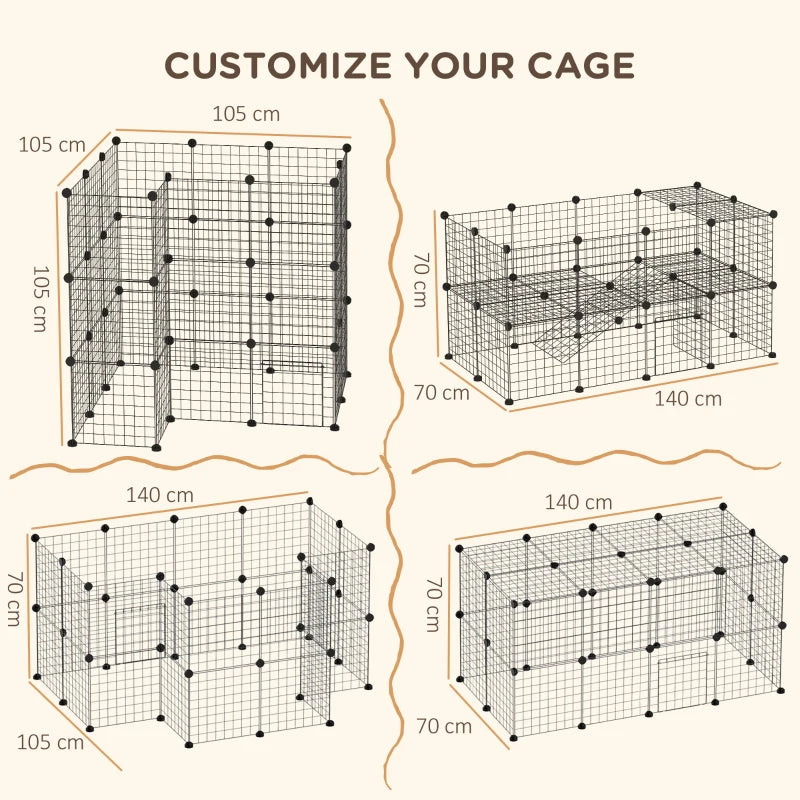 DIY Metal Wire Pet Playpen - 36 Panel Indoor/Outdoor Enclosure for Rabbits & Small Animals - Black Fence