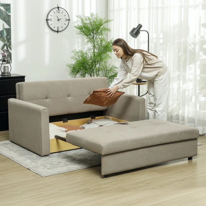 Modern Velvet 2 Seater Sofa Bed with Hidden Storage and Cushions for Living Room or Guest Room