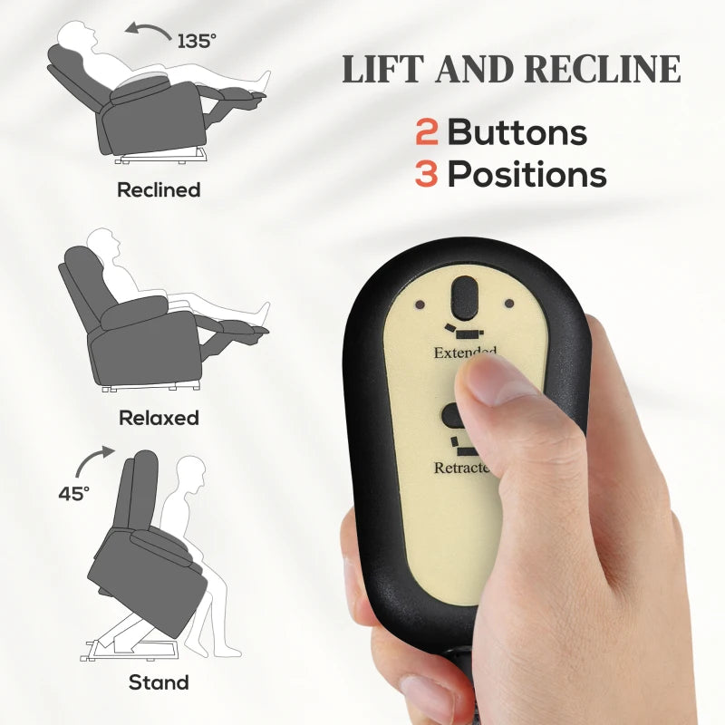 Velvet Electric Lift and Recline Massage Armchair with Remote Control in Grey