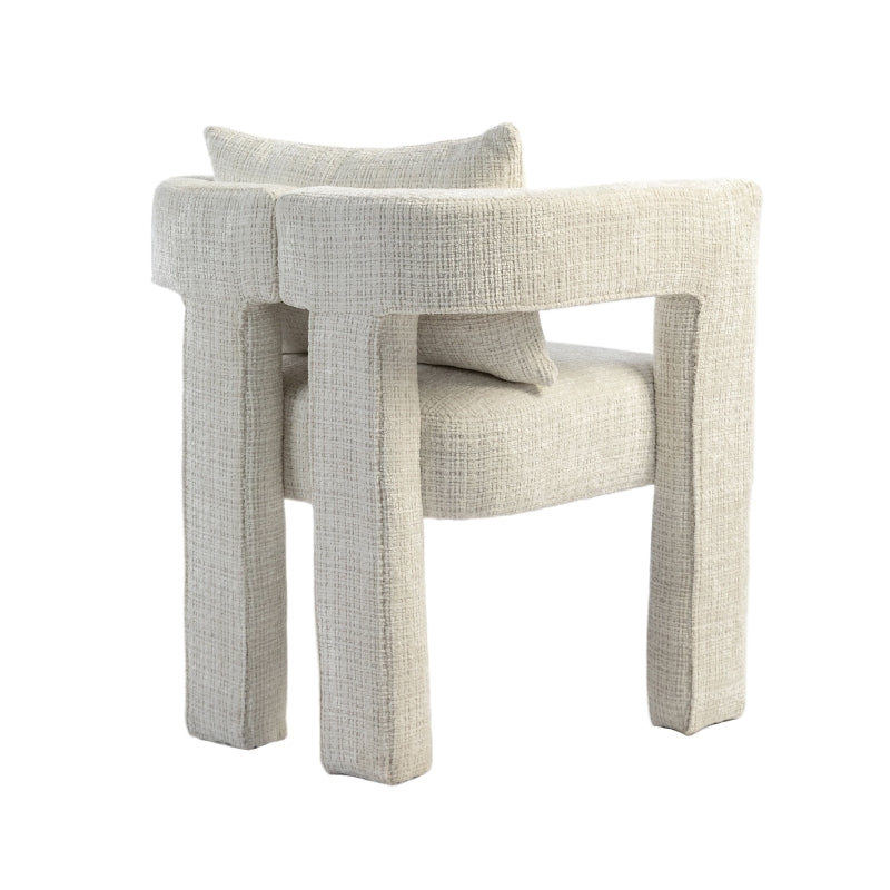 Set of 2 Modern Accent Chairs with Hollow Armrests, Cushions and Pillows for Stylish Living Room, Beige