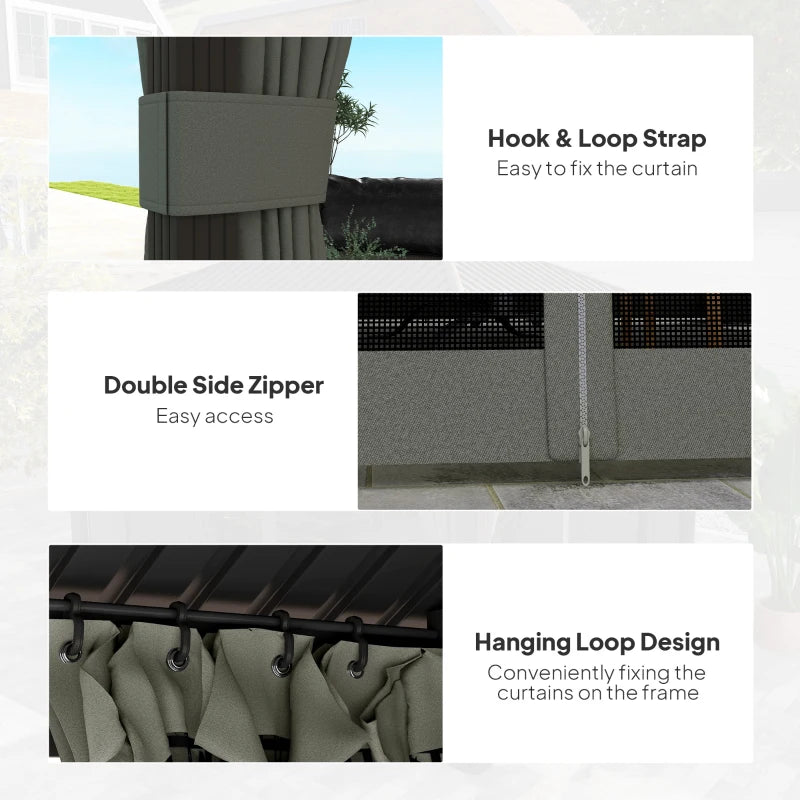 Dark Grey 3.6m x 3m Aluminium Frame Hardtop Gazebo with Accessories